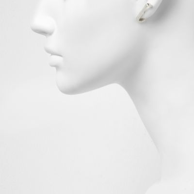 Silver tone sparkle bar earrings